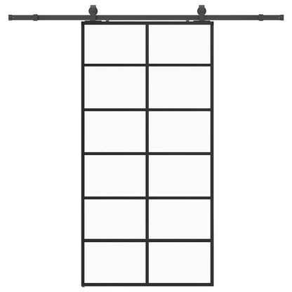 Schiebetür mit Beschlag Schwarz 102x205 cm ESG-Glas