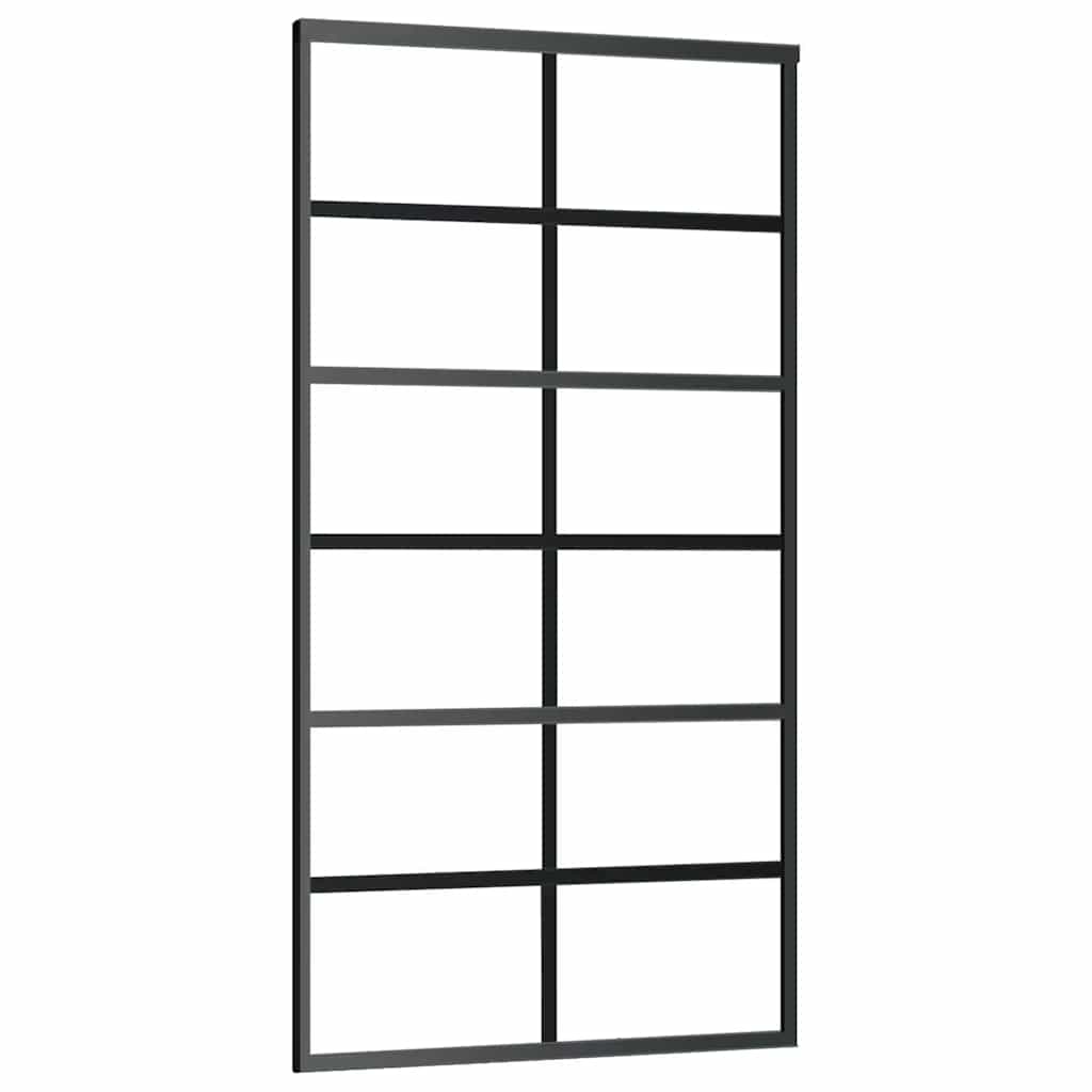 Schiebetür mit Beschlag Schwarz 102x205 cm ESG-Glas