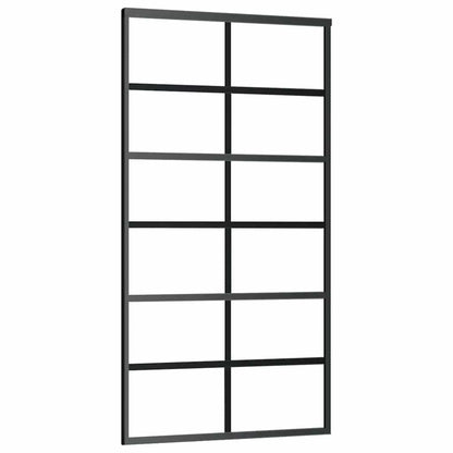 Schiebetür mit Beschlag Schwarz 102x205 cm ESG-Glas
