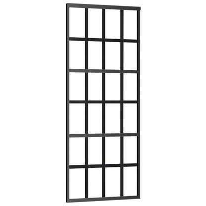 Schiebetür mit Beschlag Schwarz 76x205 cm ESG-Glas