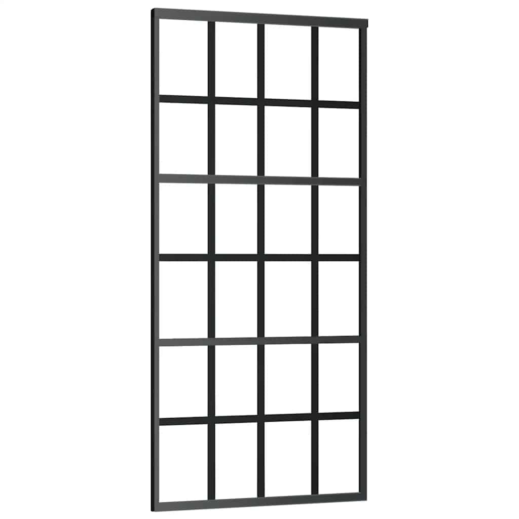 Schiebetür mit Beschlag Schwarz 90x205 cm ESG-Glas