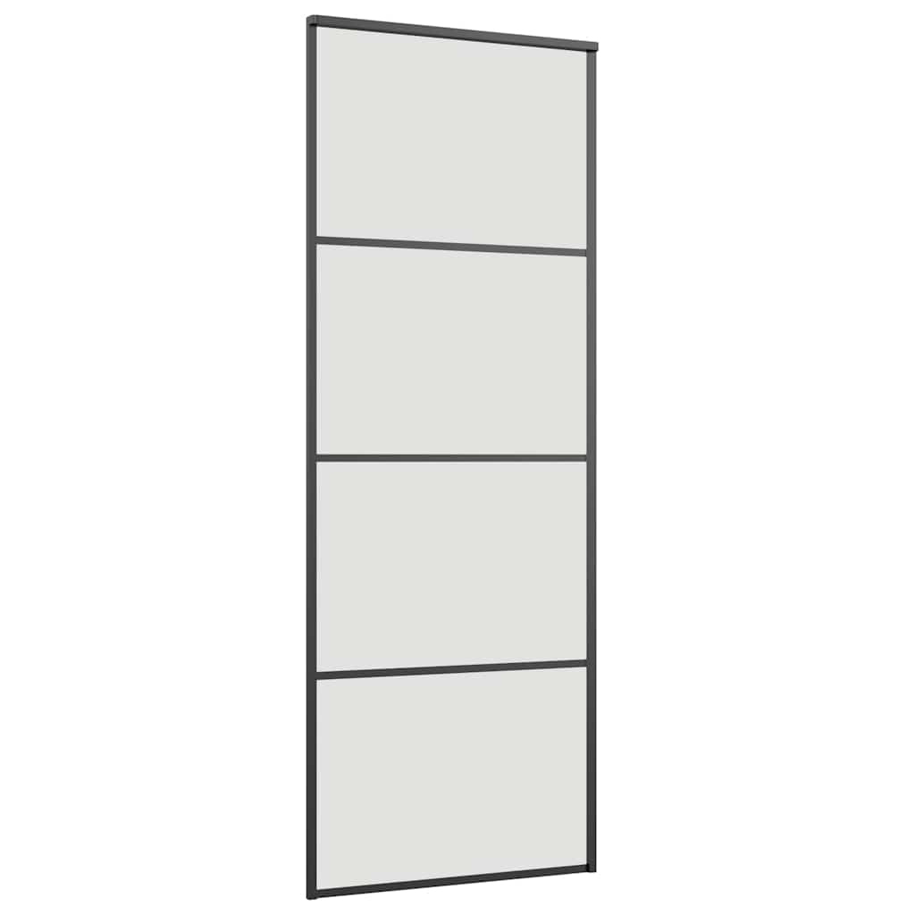 Schiebetür mit Beschlag Schwarz 76x205 cm ESG-Glas