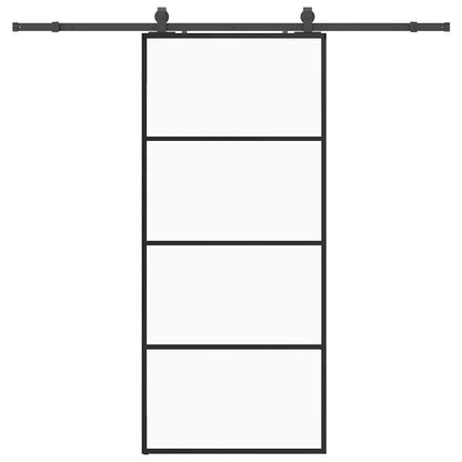 Schiebetür mit Beschlag Schwarz 90x205 cm ESG-Glas