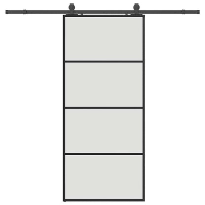 Schiebetür mit Beschlag Schwarz 90x205 cm ESG-Glas