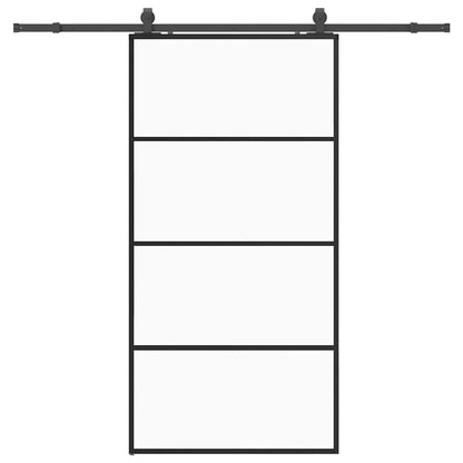 Schiebetür mit Beschlag Schwarz 102,5x205 cm ESG-Glas
