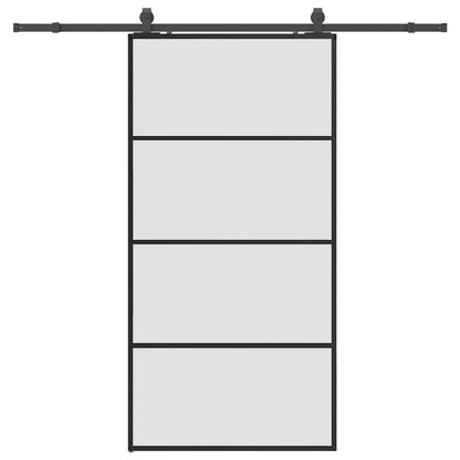 Schiebetür mit Beschlag Schwarz 102,5x205 cm ESG-Glas