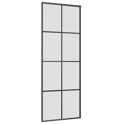 Schiebetür mit Beschlag Schwarz 76x205 cm ESG-Glas