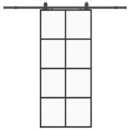 Schiebetür mit Beschlag Schwarz 90x205 cm ESG-Glas