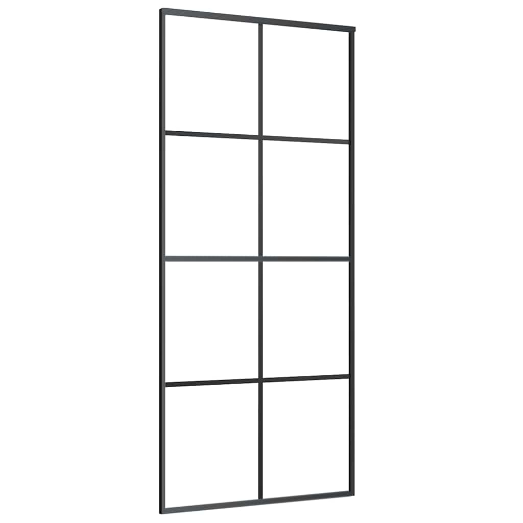 Schiebetür mit Beschlag Schwarz 90x205 cm ESG-Glas