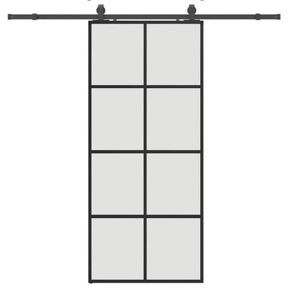 Schiebetür mit Beschlag Schwarz 90x205 cm ESG-Glas