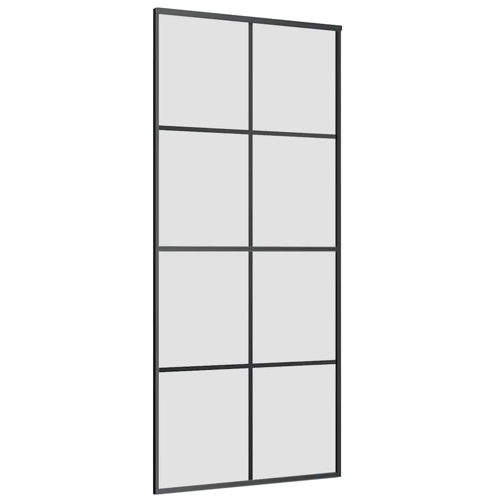 Schiebetür mit Beschlag Schwarz 90x205 cm ESG-Glas