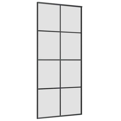 Schiebetür mit Beschlag Schwarz 90x205 cm ESG-Glas