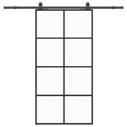 Schiebetür mit Beschlag Schwarz 102,5x205 cm ESG-Glas
