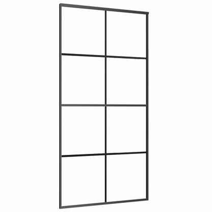 Schiebetür mit Beschlag Schwarz 102,5x205 cm ESG-Glas