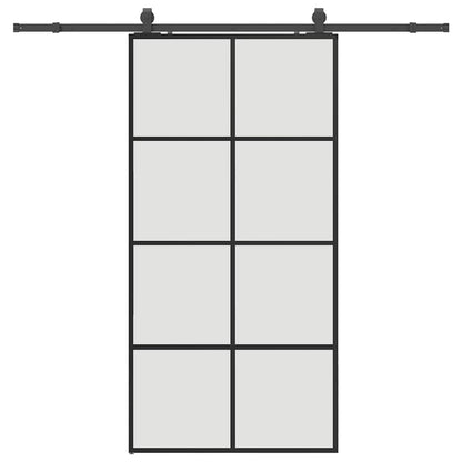 Schiebetür mit Beschlag Schwarz 102,5x205 cm ESG-Glas
