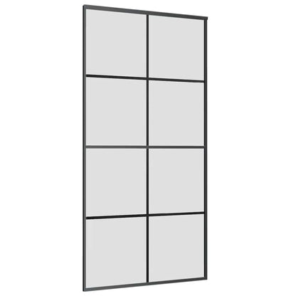 Schiebetür mit Beschlag Schwarz 102,5x205 cm ESG-Glas