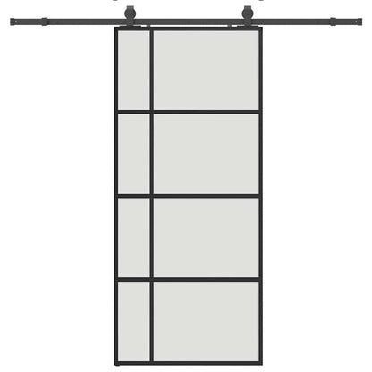 Schiebetür mit Beschlag Schwarz 90x205 cm ESG-Glas