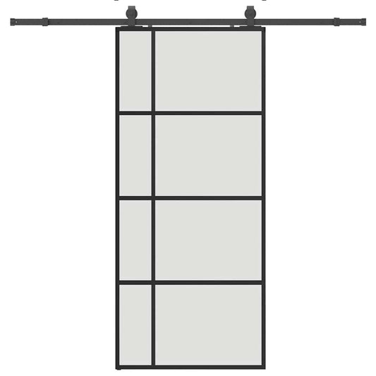 Schiebetür mit Beschlag Schwarz 90x205 cm ESG-Glas