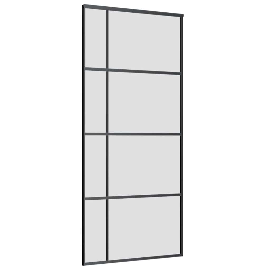 Schiebetür mit Beschlag Schwarz 90x205 cm ESG-Glas