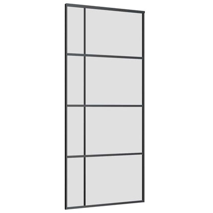 Schiebetür mit Beschlag Schwarz 90x205 cm ESG-Glas