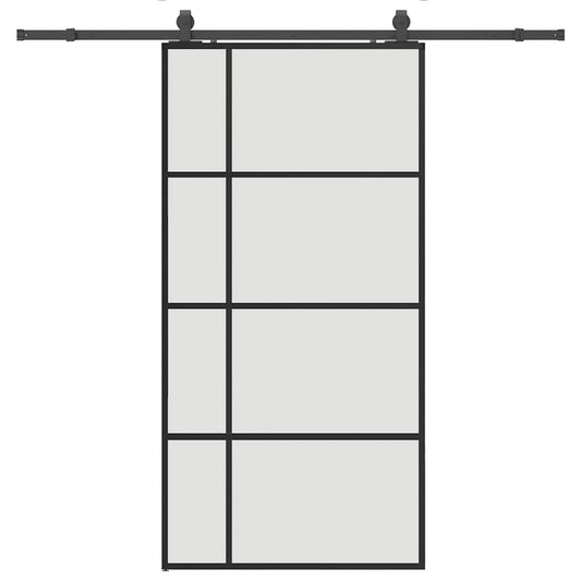 Schiebetür mit Beschlag Schwarz 102,5x205 cm ESG-Glas