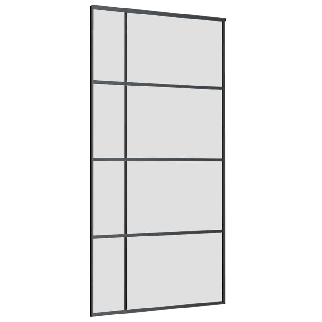 Schiebetür mit Beschlag Schwarz 102,5x205 cm ESG-Glas