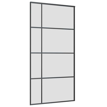 Schiebetür mit Beschlag Schwarz 102,5x205 cm ESG-Glas