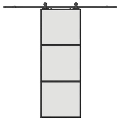 Schiebetür mit Beschlag Schwarz 76x205 cm Hartglas