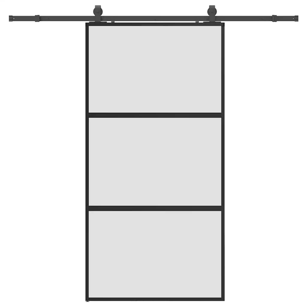 Schiebetür mit Beschlag Schwarz 102,5x205 cm Hartglas