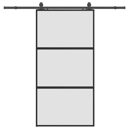 Schiebetür mit Beschlag Schwarz 102,5x205 cm Hartglas