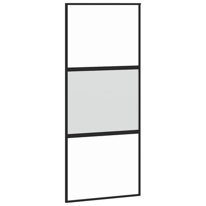 Schiebetür mit Beschlag Schwarz 90x205 cm Hartglas