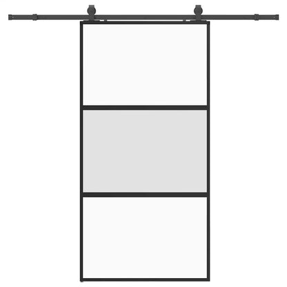 Schiebetür mit Beschlag Schwarz 102,5x205 cm Hartglas