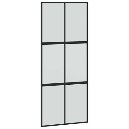 Schiebetür mit Beschlag Schwarz 90x205 cm Hartglas