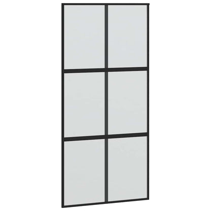 Schiebetür mit Beschlag Schwarz 102,5x205 cm Hartglas