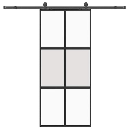 Schiebetür mit Beschlag Schwarz 90x205 cm Hartglas