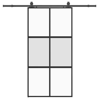 Schiebetür mit Beschlag Schwarz 102,5x205 cm Hartglas