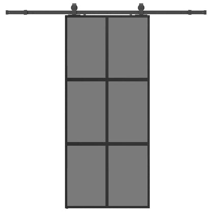 Schiebetür mit Beschlag Schwarz 90x205 cm Hartglas