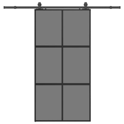 Schiebetür mit Beschlag Schwarz 102,5x205 cm Hartglas