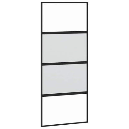 Schiebetür mit Beschlag Schwarz 90x205 cm Hartglas
