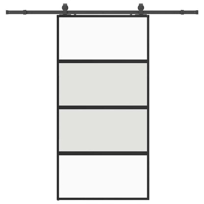 Schiebetür mit Beschlag Schwarz 102,5x205 cm Hartglas