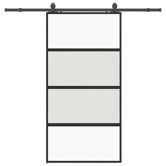 Schiebetür mit Beschlag Schwarz 102,5x205 cm Hartglas