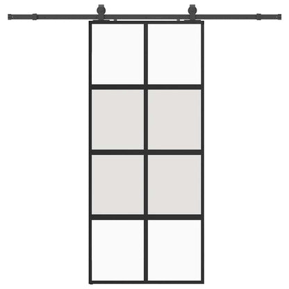 Schiebetür mit Beschlag Schwarz 90x205 cm Hartglas