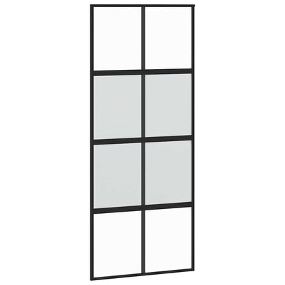 Schiebetür mit Beschlag Schwarz 90x205 cm Hartglas