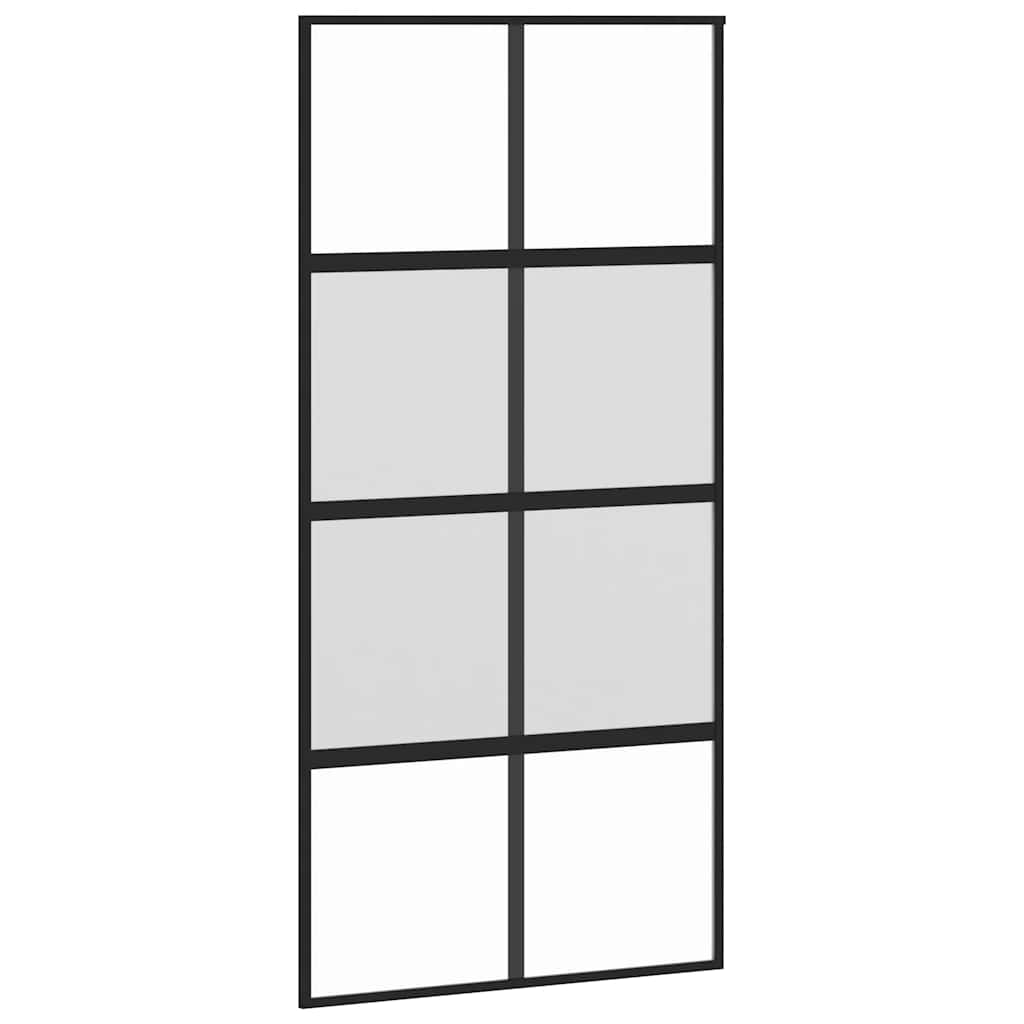 Schiebetür mit Beschlag Schwarz 102,5x205 cm Hartglas