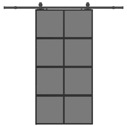 Schiebetür mit Beschlag Schwarz 102,5x205 cm Hartglas