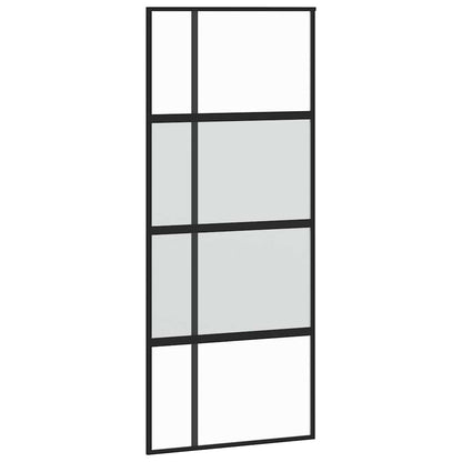 Schiebetür mit Beschlag Schwarz 90x205 cm Hartglas