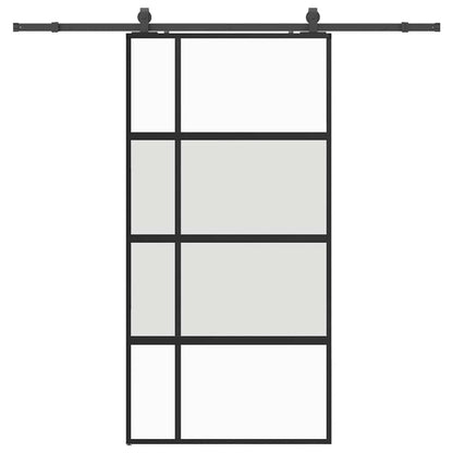 Schiebetür mit Beschlag Schwarz 102,5x205 cm Hartglas
