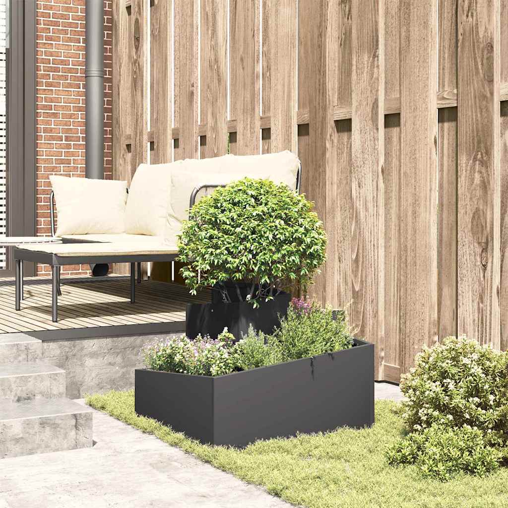 Gartenblumentopf Schwarz 60 x 60 x 50 cm Stahl