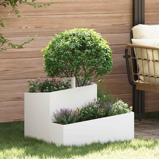Gartenblumentopf Weiß 60 x 60 x 50 cm Stahl