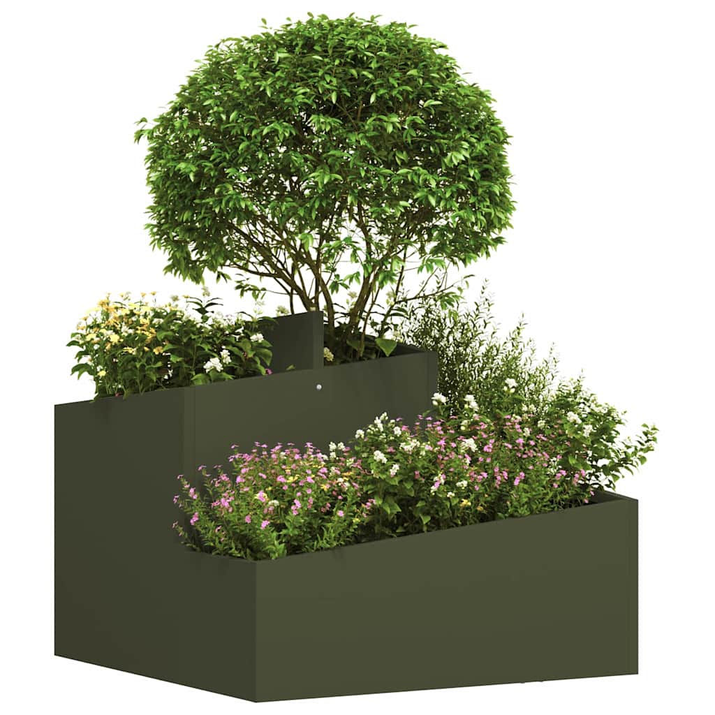 Gartenblumentopf Olivgrün 60 x 60 x 50 cm Stahl